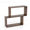 3-Tier Geometric Bookshelf Freestanding Wooden Bookcase with 2 Cubic Compartments-Rustic Brown