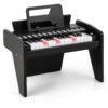 25 Lighted Keys Kids Piano Keyboard Mini Digital Piano Wooden Toy-Black