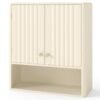 Fluted Bathroom Wall Cabinet Modern Double Door Medicine Cabinet-Beige