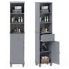 172cm Tall Bathroom Cabinet with Drawer and 3 Open Shelves-Grey