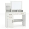 Vanity Desk with Mirror Dressing Table with Charging Station-White