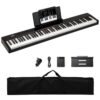 88 Keys Velocity-Sensitive Piano Keyboard with Music Stand and Carry Bag-Black