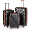 Large/Medium/Small Carry on Suitcase Sets with Premium Wheels and TSA Approved Lock-Black