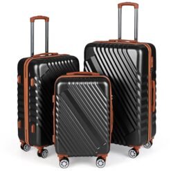 Large/Medium/Small Carry on Suitcase Sets with Premium Wheels and TSA Approved Lock-Black