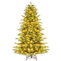 Artificial Christmas Tree Pre-lit Hinged Xmas Tree with LED Lights Seasonal Decoration Tree-6FT