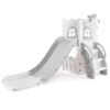 6 in 1 L-shaped Toddle Slide with Basketball Hoop and Telescope-Grey