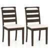 Modern Dining Chair Set of 2 Upholstered Farmhouse Chairs with Rubber Wood Frame-Walnut