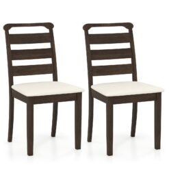 Modern Dining Chair Set of 2 Upholstered Farmhouse Chairs with Rubber Wood Frame-Walnut