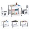Kids Table and Chairs Set Toddler Wooden Activity Desk-Grey