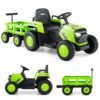 Kids Ride on Tractor 12V Electric Vehicle with Detachable Trailer and Remote Control-Green