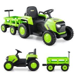 Kids Ride on Tractor 12V Electric Vehicle with Detachable Trailer and Remote Control-Green