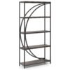 5-Tier Industrial Etagere Bookshelf with Open Storage Shelves and Arc-Shaped Design-Rustic Brown