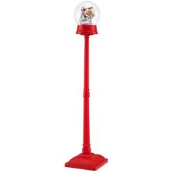 5 Ft Musical Christmas Street Lamp Snow Globe Lantern on Stand-Red