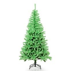 180 CM Glow-in-the-dark Artificial Christmas Tree Hinged Xmas Tree with 692 Branch Tips and Foldable Metal Stand