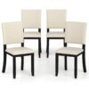 Upholstered Dining Chairs Set of 4 with Soft Padded Seat and Solid Wood Frame