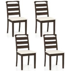 Modern Dining Chair Set of 4 Upholstered Farmhouse Chairs with Rubber Wood Frame