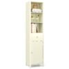 170cm Tall Bathroom Cabinet with Fluted Door and 1 Drawer 3 Open Shelves-Beige