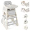 Convertible Baby High Chair with Double-layer Tray and Adjustable Backrest-Grey