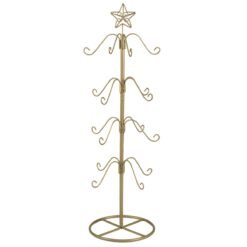 Christmas Stocking Holder Stand 48 inch Display Tree with 16 Hanging Hooks and Star Topper-Golden