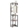Freestanding Coat Rack Slim Hall Tree with 4 Storage Shelves-Rustic Brown