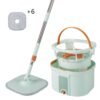 Spin Mop and Bucket Set Square with 8 Microfiber Mop Pads-Green
