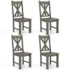 Wooden Dining Chairs Set of 4 with Rubber Wood Frame and Elegant Hollowed Backrest