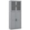168CM Tall Freestanding Cleaning Tool Cabinet with Doors and Shelves-Grey