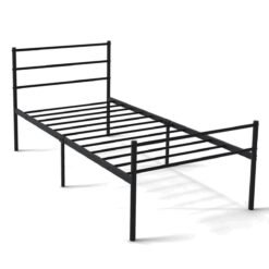 Single Size Modern Bed Frame with Metal Slat Support-Black