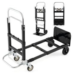 3 in 1 Convertible Hand Truck Heavy Duty Folding Trolley with Retractable Handle and Adjustable Length