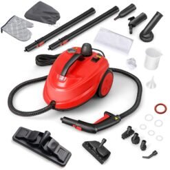 Steam Cleaner 2000W High Pressure Steamer Cleaning Machine with 15-Piece Accessories-Red
