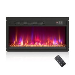 23 Inch Electric Fireplace Insert with Remote Control and Adjustable Flame-Black