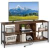 3-tier Entertainment Center with Power Outlets-Rustic Brown
