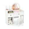 Bunny Kids Vanity Table and Chair Set with Lighted Mirror-White