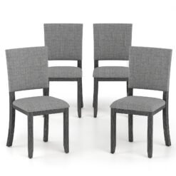 Upholstered Dining Chairs Set of 4 with Soft Padded Seat-Light Grey