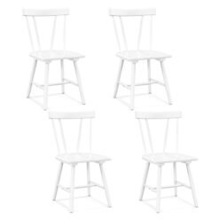 Set of 4 Windsor Chairs with Solid Rubber Wood Frame