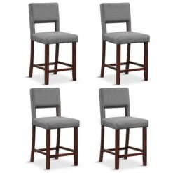 4-Piece Bar Chair Set with Rubber Wood Legs