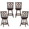 61/74 cm Set of 4 Swivel Counter Height Bar Stools with Backrest and Footrest-61 cm