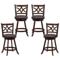 61/74 cm Set of 4 Swivel Counter Height Bar Stools with Backrest and Footrest-61 cm