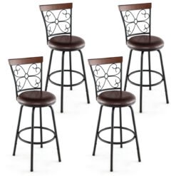 Swivel Bar Stool Set of 4 with Cozy Seat and Backrest