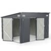 3-Door Outdoor Storage Shed with Air Vents and Sloping Roof-Dark Grey