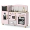 Wooden Kids Play Kitchen with Ice Maker and Fabric Drawer-Pink