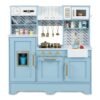 Toy Kitchen Playset with Coffee Station and Range Hood for Kids-Blue