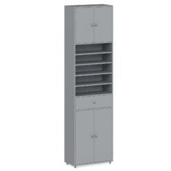Tall Bathroom Storage Cabinet with Drawer and Adjustable Shelves-Grey