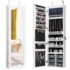 Jewelry Cabinet Armoire with Full Length Mirror-White