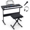 61-Key Portable Electronic Keyboard Piano Set with Stand and Stool
