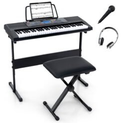 61-Key Portable Electronic Keyboard Piano Set with Stand and Stool