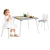 Kids Wooden Table and Rabbit Chairs Set with Space-Saving Structure-Grey