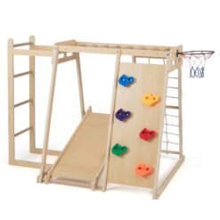 6-in-1 Jungle Gym with Slide and Rock Climbing for 3-14 Years Olds-Macaron