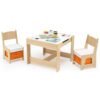 Wooden Activity Table with 2 Seats and Detachable Dual-Sided Tabletop-Natural