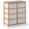 Bamboo Storage Tower with Foldable Fabric Drawers and Top Shelf-Beige